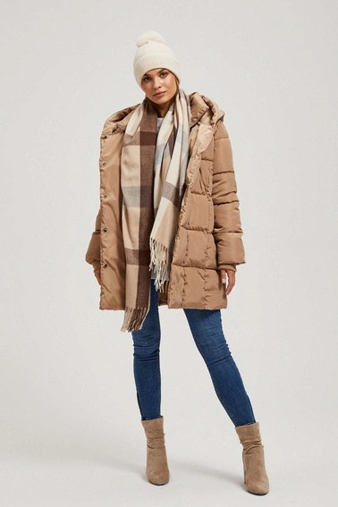 Szalik w dużą kratę brązowy