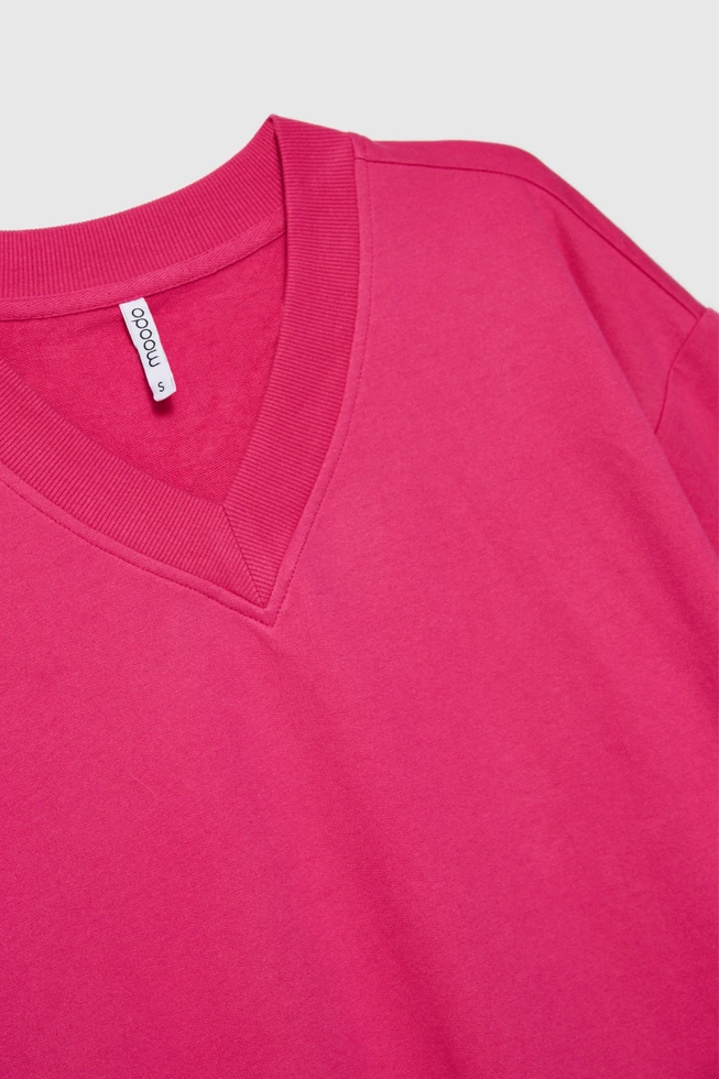 Bluza oversize z dekoltem w serek fuksjowa