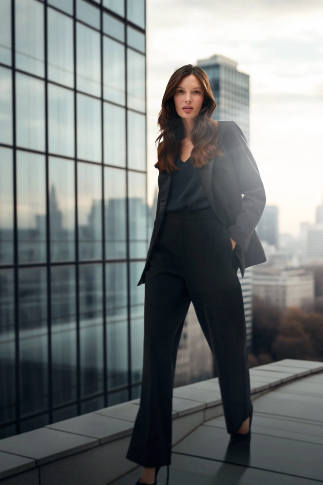 Spodnie z nogawkami w kant czarne