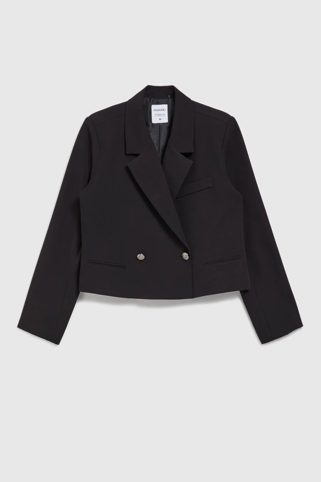 Krótka marynarka z ozdobymi guzikami czarna