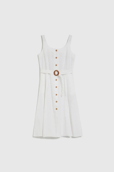 Wiskozowa sukienka z paskiemi biała