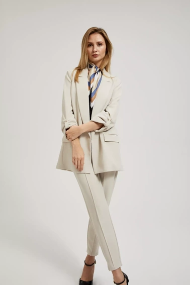 Marynarka z marszczonym rękawem 3/4 beżowa