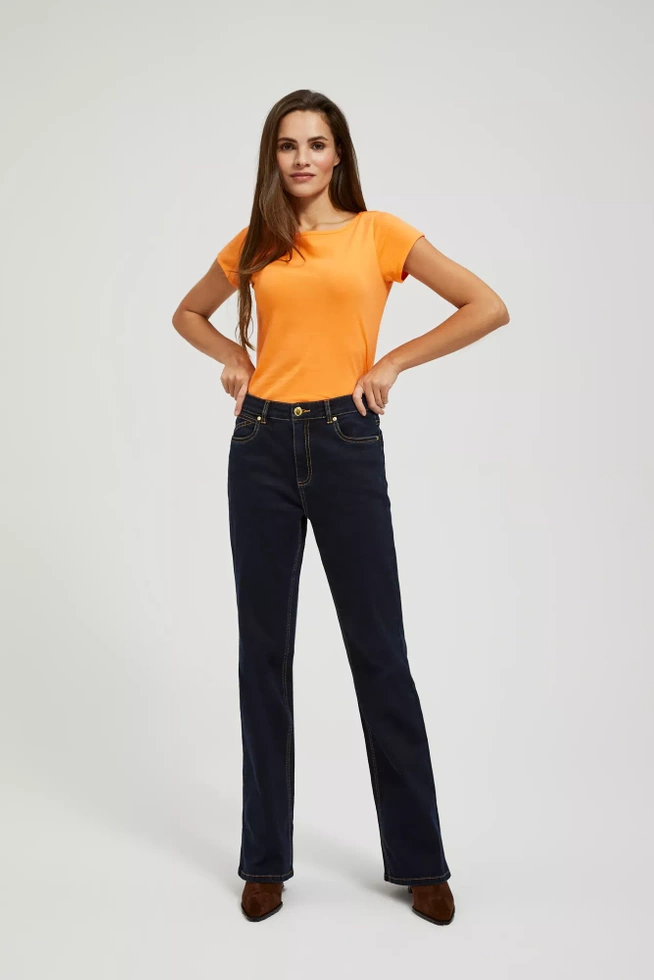 Bawełniany t-shirt bez wzorów pomarańczowy