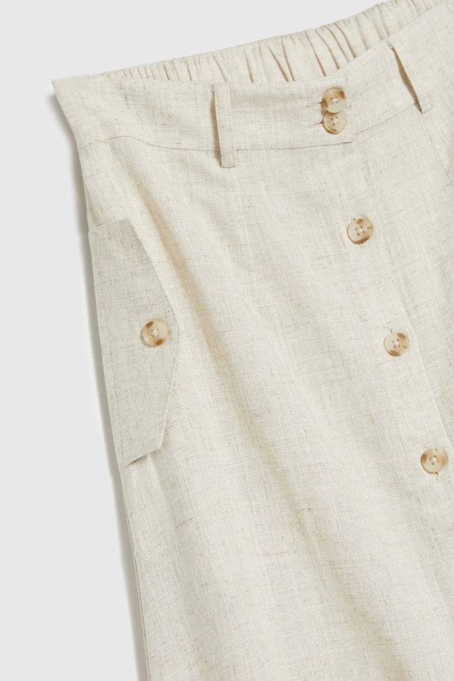 Lniana spódnica midi beżowa