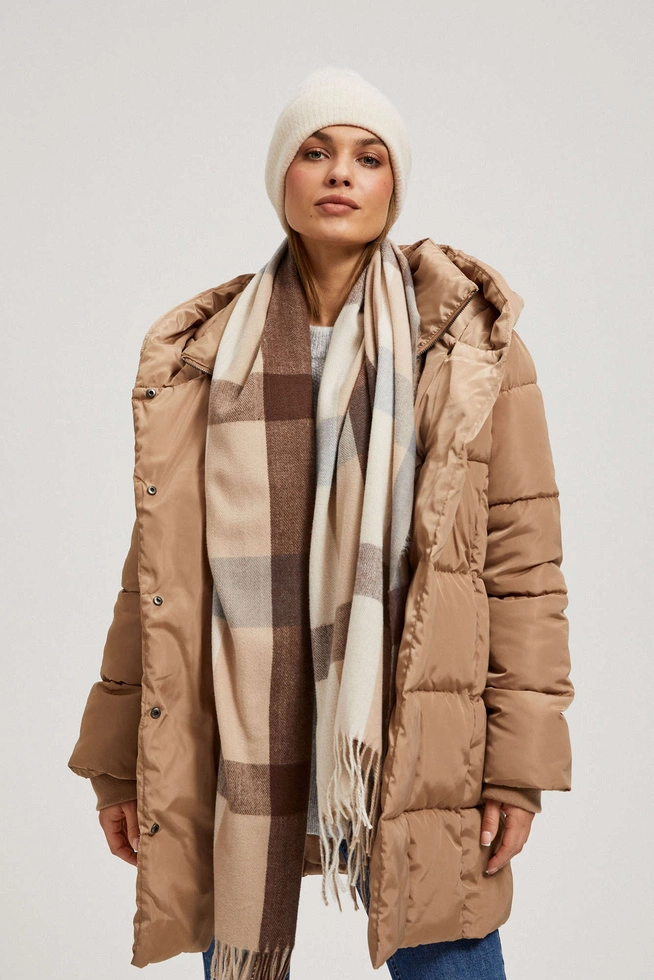 Szalik w dużą kratę brązowy