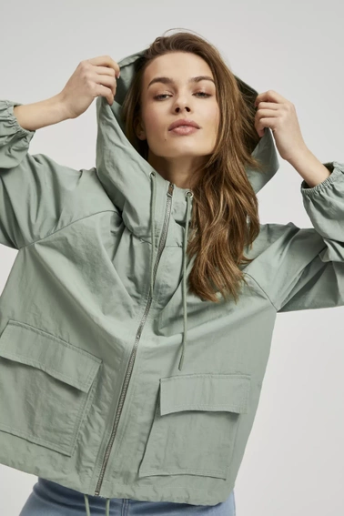 Wodoodporna kurtka z kapturem oliwkowa
