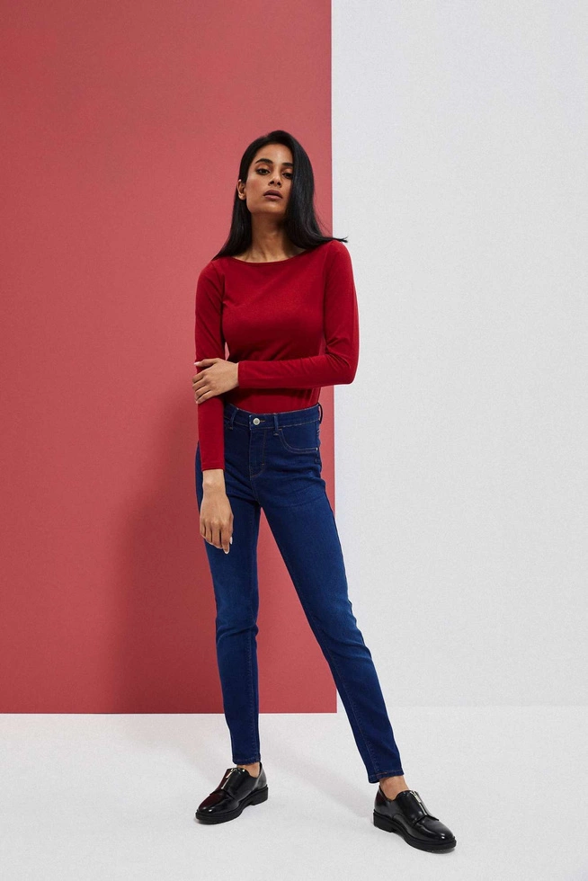 Jeansy skinny zapinane na guzik i zamek ciemnoniebieskie