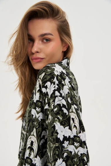 Koszula z wiskozy ciemnooliwkowa