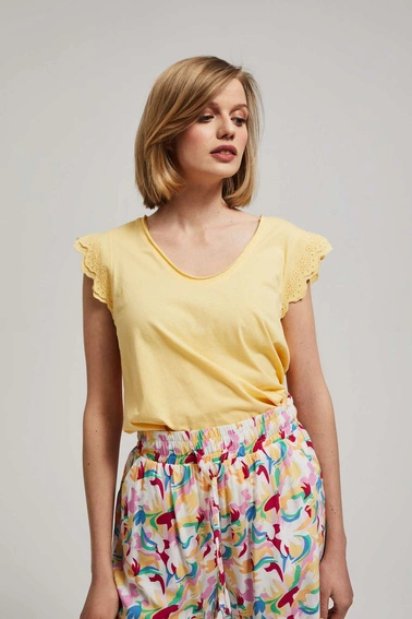 Bluzka z ozdobnym rękawem waniliowy