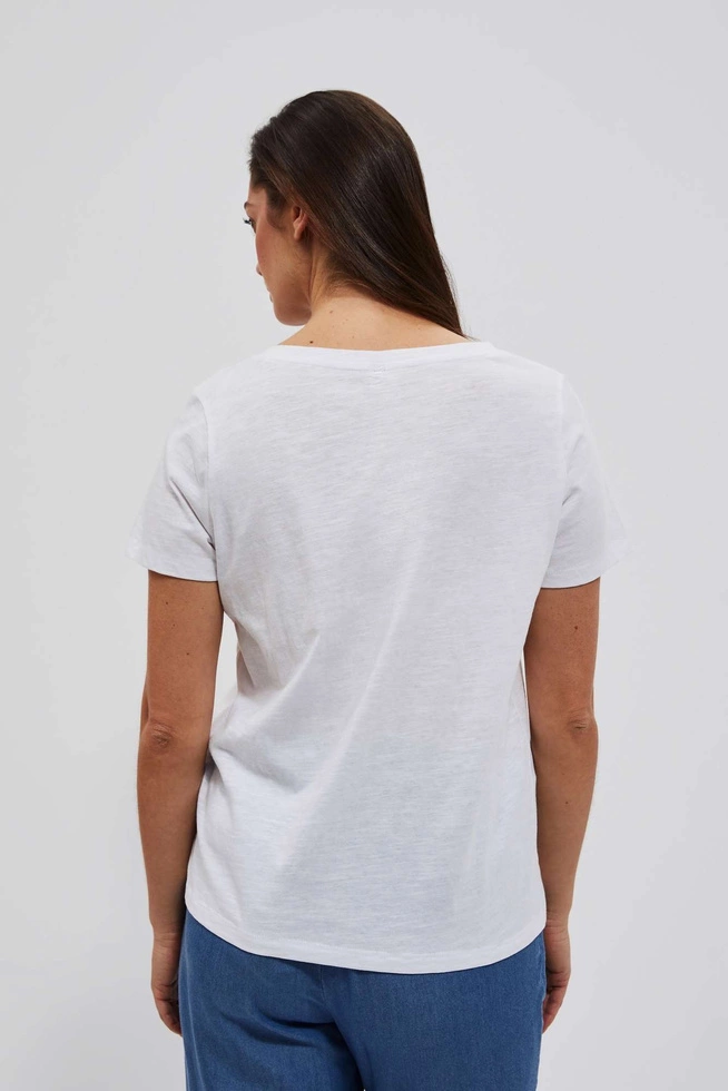 Bawełniana bluzka z dekoltem w serek i krótkimi rękawami biała