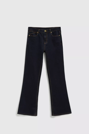 Jeansy bootcut z jasnymi przeszyciami granatowe