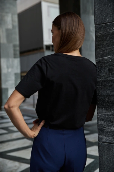 Bawełniana bluzka z aplikacją czarna