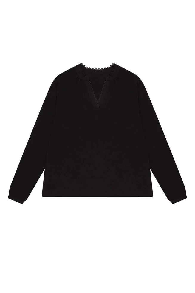 Gładka koszula z wiskozy czarna