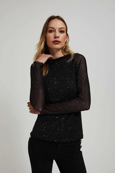 Bluzka z przezroczystymi rękawami 