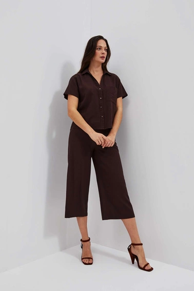 Lniana koszula ciemnobrązowa