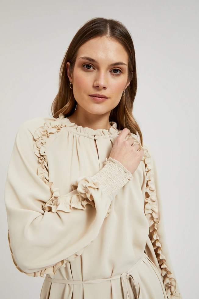 Sukienka maxi z falbankami beżowa