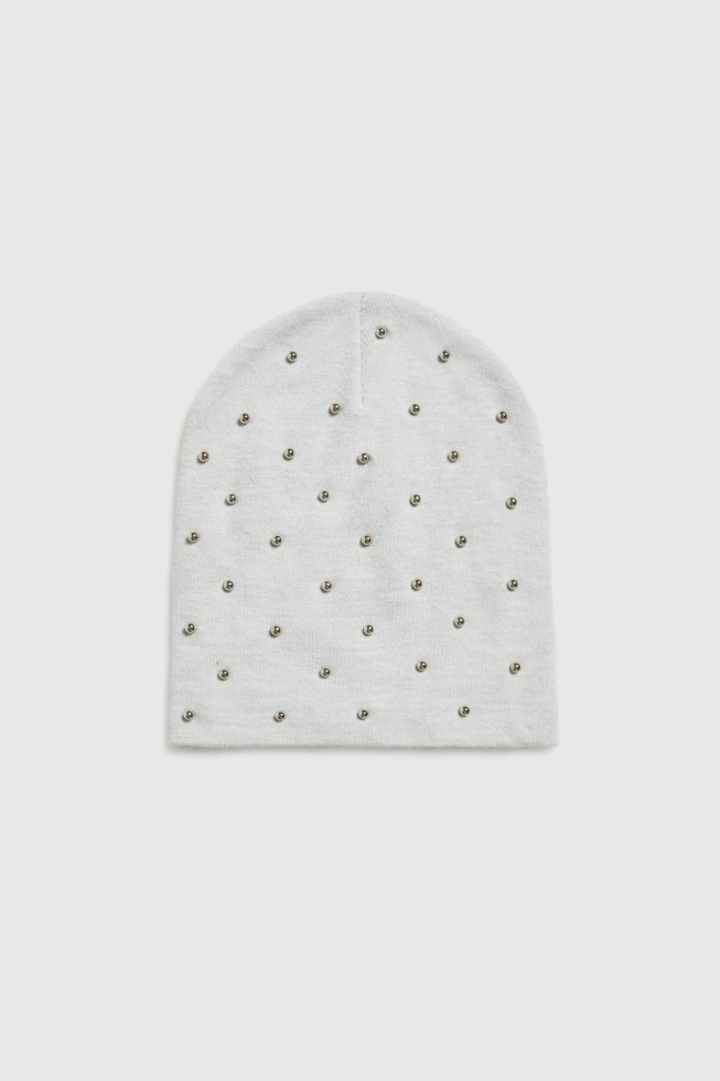 Czapka z koralikami szara