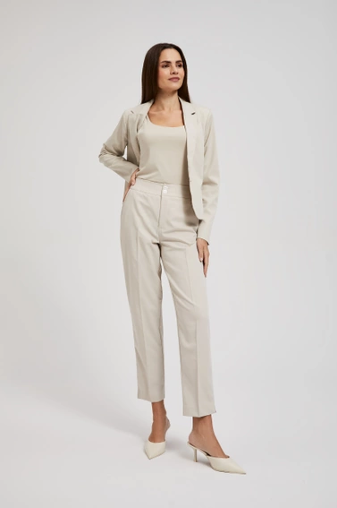 Gładkie spodnie cygaretki beżowe 