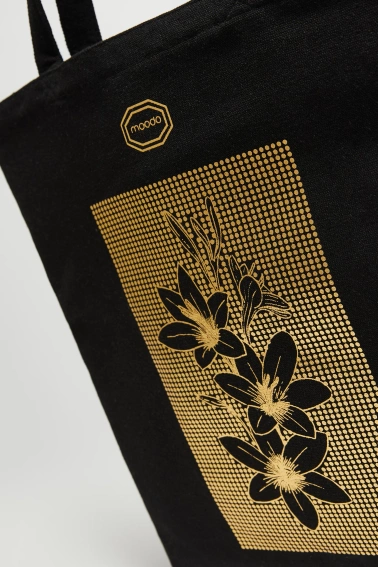 Torba shopper z nadrukiem czarna
