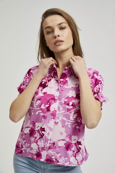 Koszula z kwiatowym wzorem różowa
