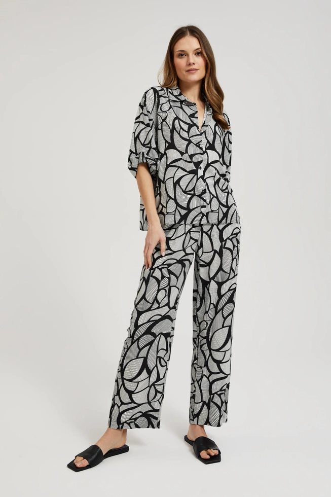 Wiskozowa koszula czarno-biała