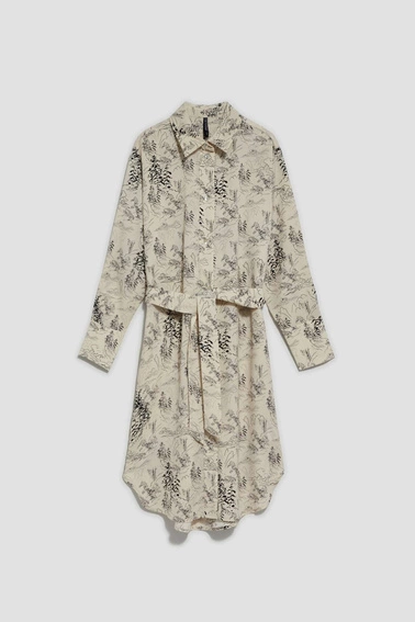 Sukienka z nadrukiem i paskiem