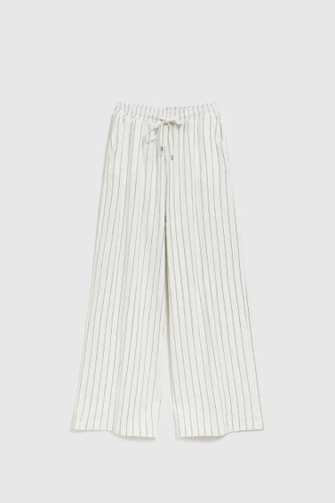 Lniane spodnie w paski białe
