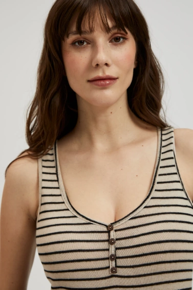 Dopasowany top w paski beżowy