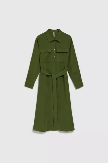 Sukienka typu szmizjerka z długimi rękawami khaki