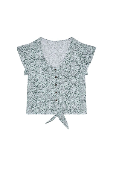 Bluzka koszulowa we wzory seledynowa