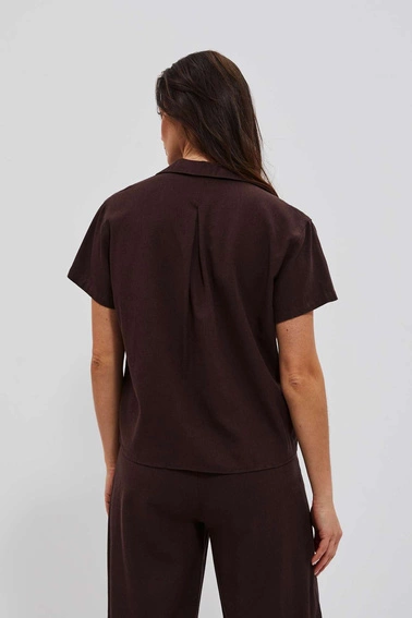 Lniana koszula ciemnobrązowa