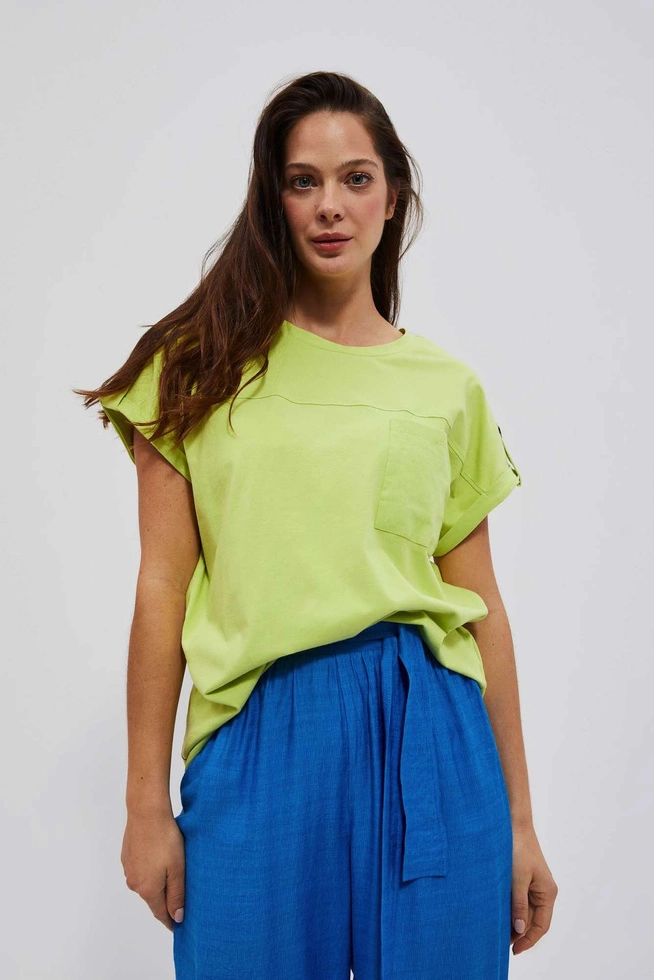 T-shirt z kieszonką neonowy