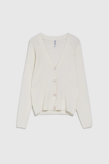 Sweter zapinany na ozdobne guziki biały