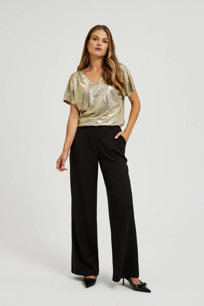 Błyszcząca bluzka z krótkimi rękawami