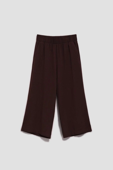 Spodnie kuloty z gumą w talii ciemnobrązowe