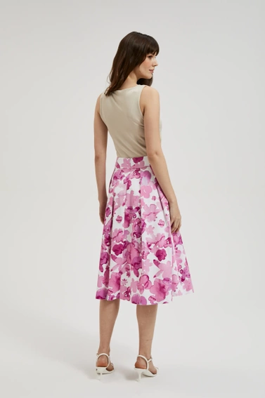 Rozkloszowana spódnica w kwiaty różowa
