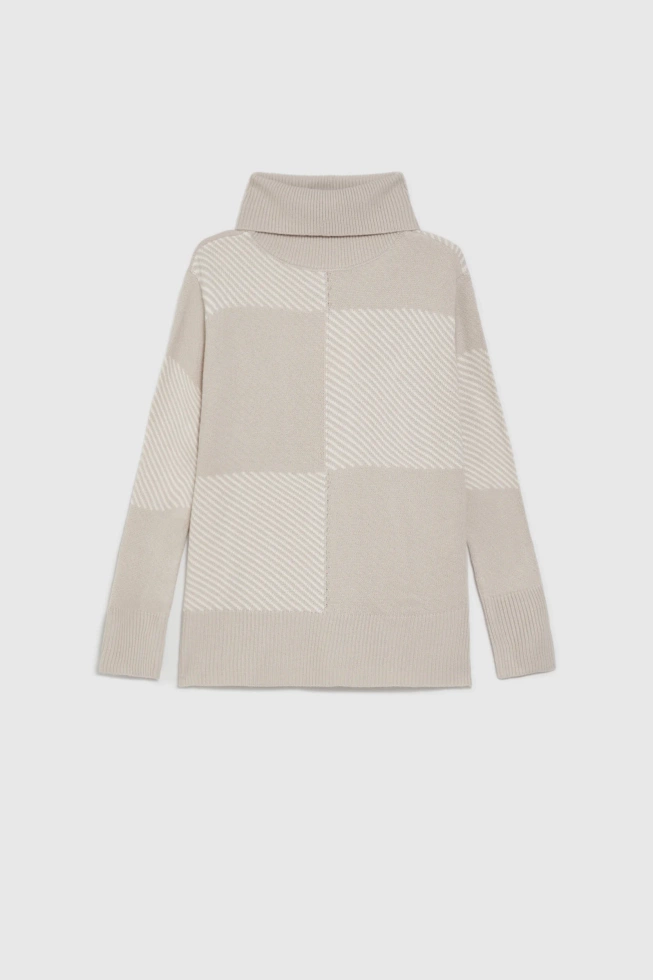 Sweter z golfem beżowy