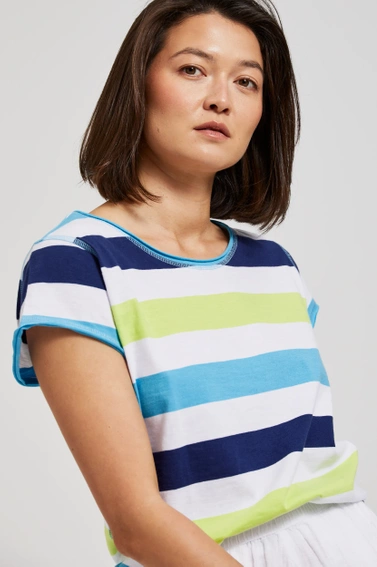 Bluzka w paski turkusowa 