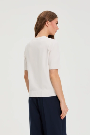 Sweter z krótkimi rękawami biały