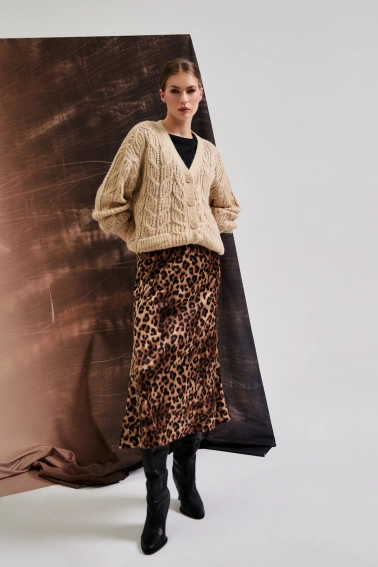 Spódnica w panterkę brązowa