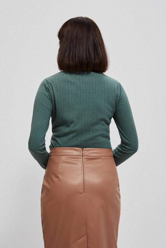 Bluzka z prążkowanej dzianiny oliwkowa