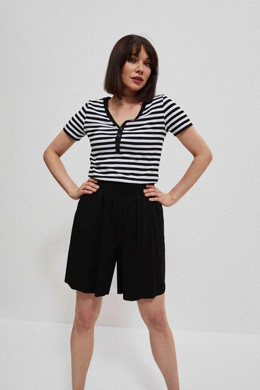 Bawełniana bluzka w paski czarna