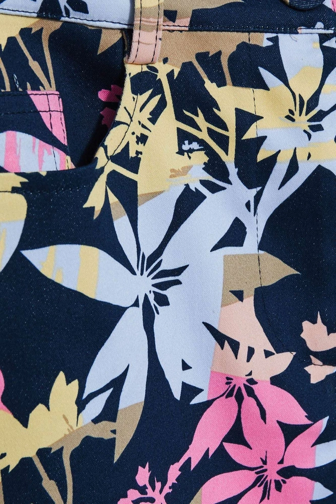 Spódnica z roślinnym printem ciemnbrązowa