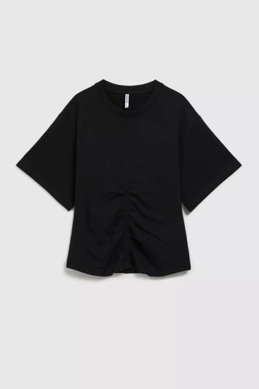 Bluzka z krótkimi szerokimi rękawami czarna