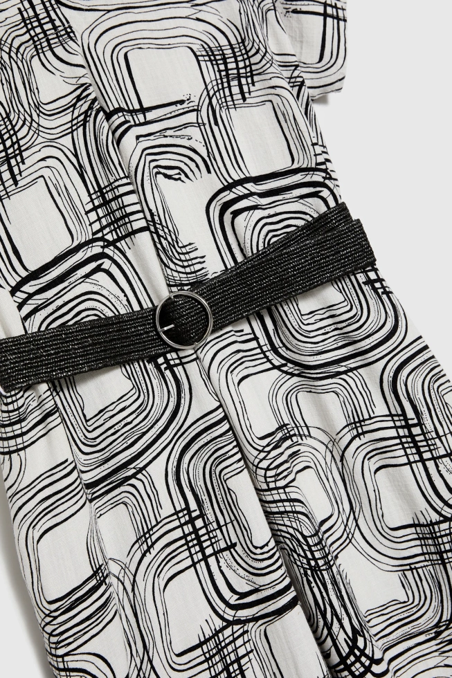 Wiskozowo-lniana sukienka biała