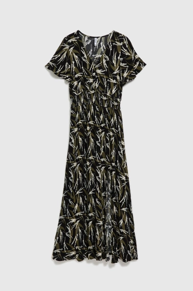 Wzorzysta sukienka midi czarna