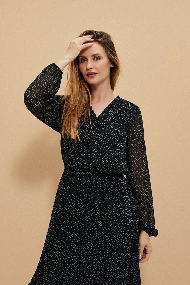 Sukienka z falbaną i printem