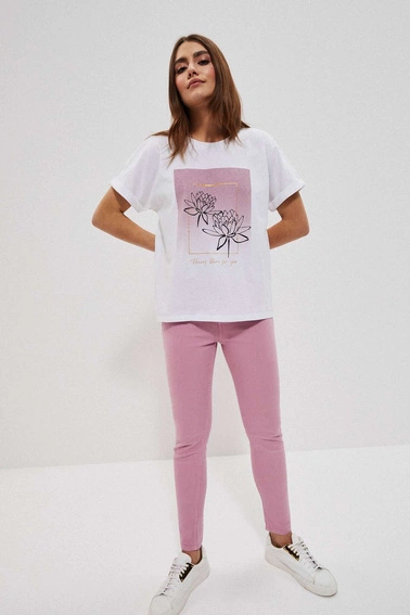 Gładkie spodnie różane