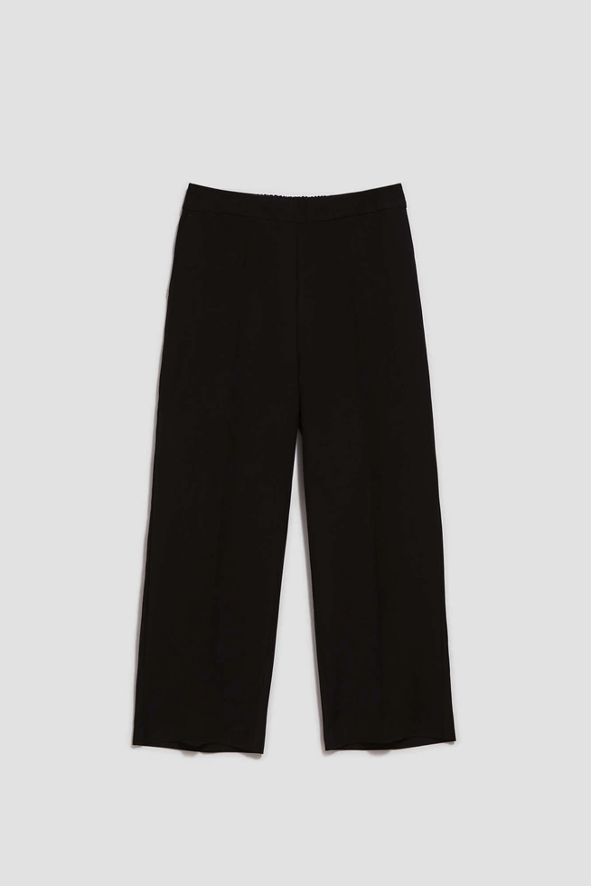 Gładkie spodnie z szerokimi nogawkami