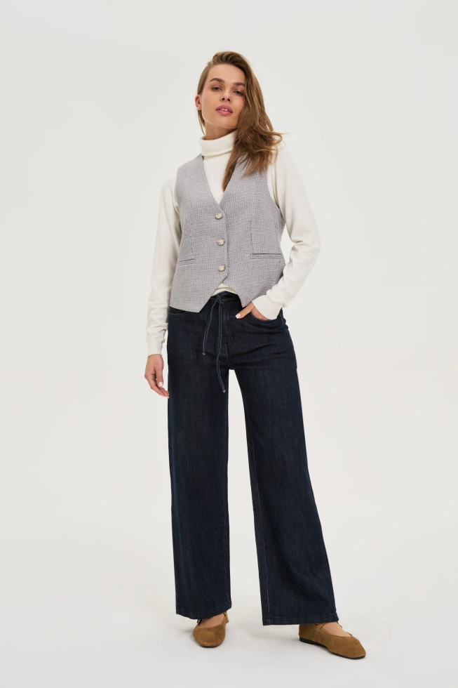 Kamizelka z ozdobnymi guzikami szara